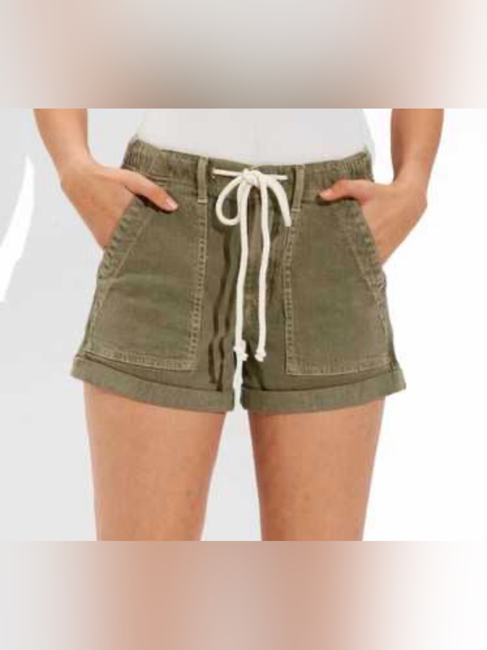 American Eagle Tomgirl Short 6 Green Drawstring Waist Midrise Relaxed Fit Cuffed